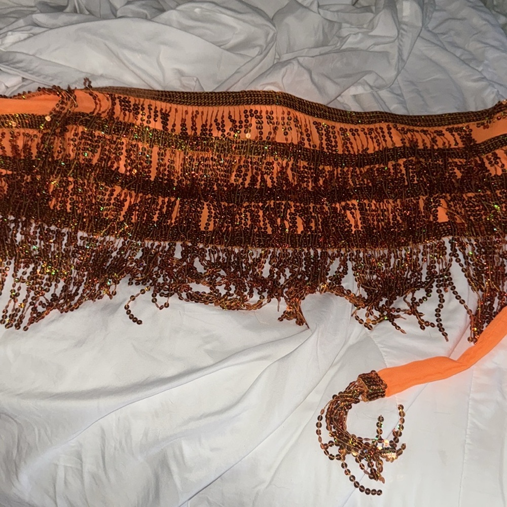 Festival Orange Beaded Women's Skirt/Belt/Cover Up